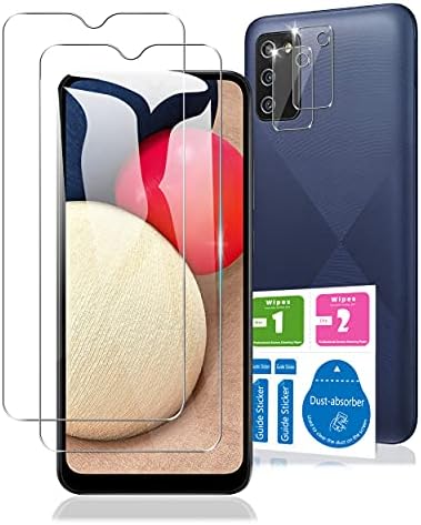 【2 + 2 опаковки】 за Samsung Galaxy A02s защитно фолио за екрана (2 опаковки) и обектива на камерата (2 опаковки), ултра прозрачна
