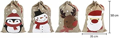 Коледни торбички (13,8 'x 19,7' Среден размер) – Опаковка от 4 кошници мешочков с завязками за коледни предложения 4