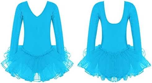 LiiYii/ Танцови Облекла с дълъг ръкав За момичета, Отборно Основно Балетное Трика С пола-един сноп, Гимнастически