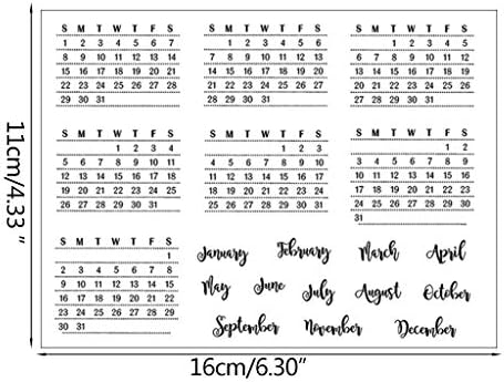 RingBuu Прозрачен Печат - Календар в стил седмици и месеци, Направи си сам, Силикон Прозрачен Печат, Залепваща