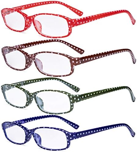 Eyekepper 4 опаковки Дамских Модни Очила за четене, грах с Малки Лещи за Четене за Жени + 4,00