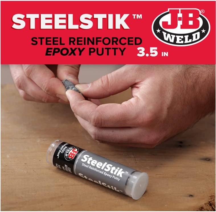 J-B Weld SteelStik, Втвърдяване на 1 час, Епоксидни Шпакловка с армированием стомана - 2 опаковки, Тъмно Сиво (8267-2)