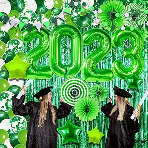 Зелени и бели Абитуриентски бижута KatchOn 2023 - Огромна опаковка от 155 парчета със зелен банер с Поздравления - 72x44 инча